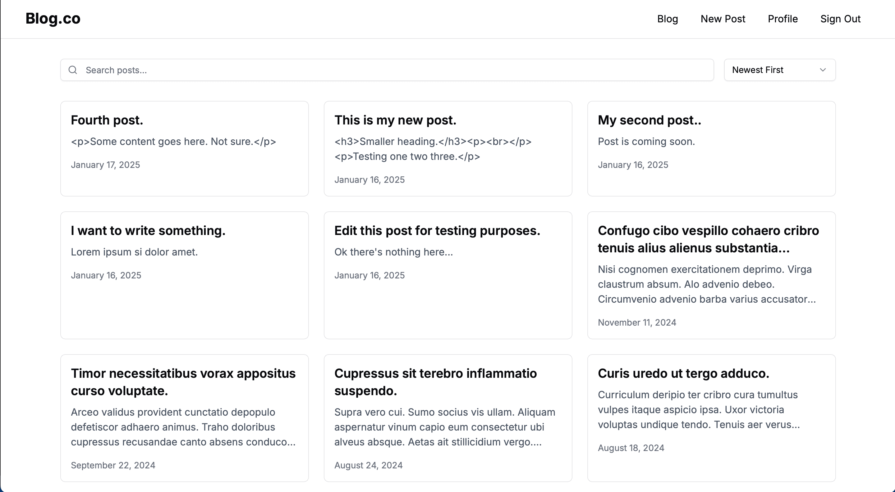 Blog.co homepage screenshot from GitHub