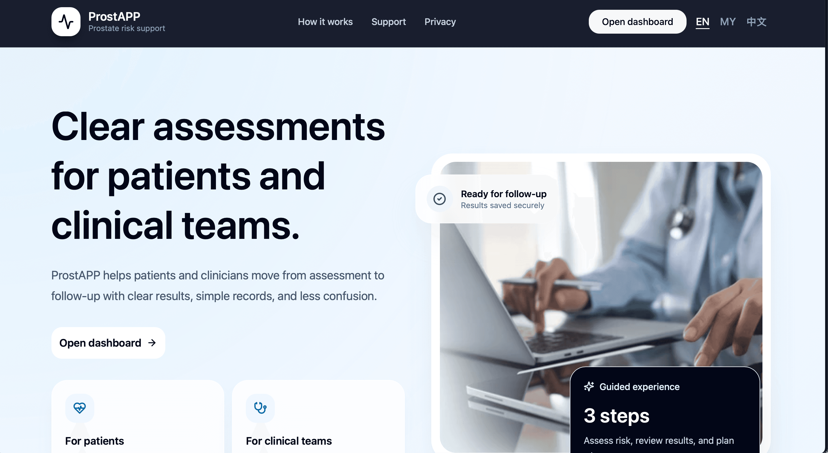 ProstAPP landing page screenshot from GitHub